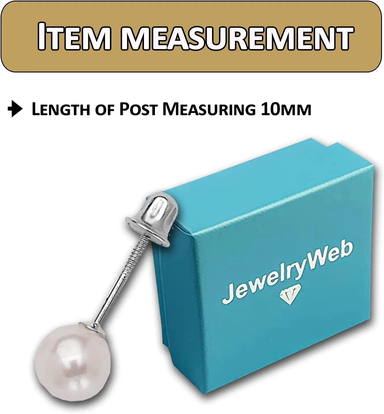 Jewelryweb Solid 14k White Gold Round Freshwater Cultured Pearl Stud Screw Back Earrings (3mm - 8mm)