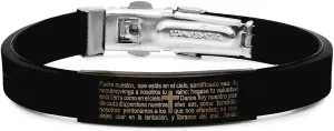 JewelryWeb Stainless Steel Mens Black tone Lord's Prayer Religious Black Rubber Bracelet Link-Bracelet for Men