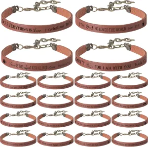 Jeyiour 40 Pcs Bible Verse Bracelets Bulk christian gifts for teen leather scripture bracelets Inspirational religious gifts for women man coworkers Office Home