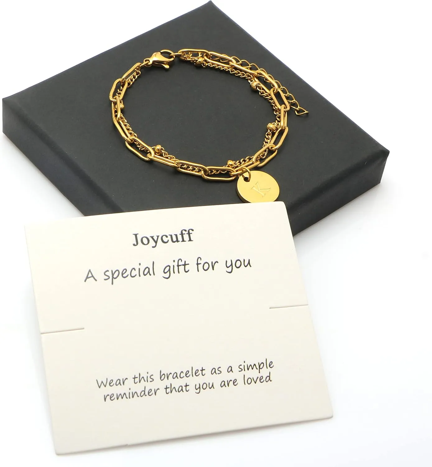 JoycuFF Gold Initial Bracelets for Women Cute Jewelry Gifts for Women Friends Mom Auntie Her Bithday Chistmas Gifts