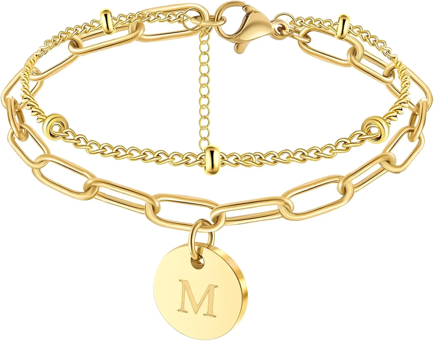JoycuFF Gold Initial Bracelets for Women Cute Jewelry Gifts for Women Friends Mom Auntie Her Bithday Chistmas Gifts