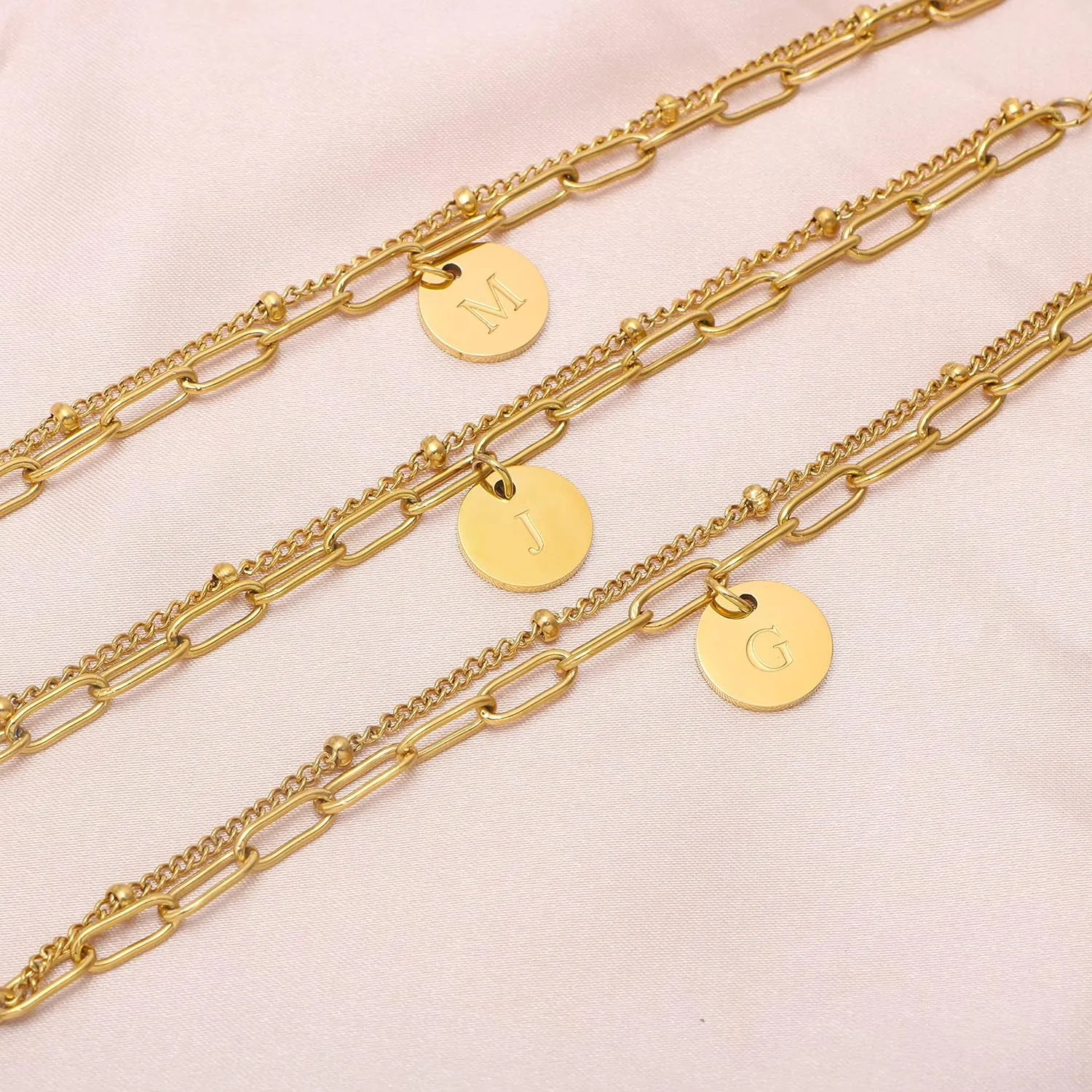 JoycuFF Gold Initial Bracelets for Women Cute Jewelry Gifts for Women Friends Mom Auntie Her Bithday Chistmas Gifts
