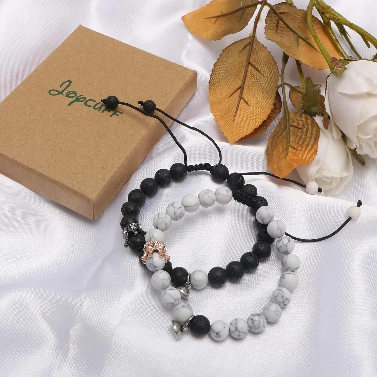 JoycuFF Matching Couple Bracelets For Men Women Him Or Her Boyfriend And Girlfriend Connecting Love Bracelets Gifts For Anniversary Birthday Christmas Beaded Jewelry