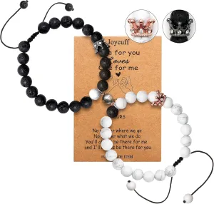 JoycuFF Matching Couple Bracelets For Men Women Him Or Her Boyfriend And Girlfriend Connecting Love Bracelets Gifts For Anniversary Birthday Christmas Beaded Jewelry