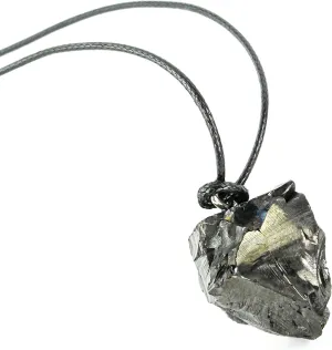Karelian Heritage Elite Shungite Pendant | Minimalistic Black Crystal Jewelry | Defender Shield Protection Necklace Raw Stone | Chakra Healing Crystal Necklace, Reiki Meditation, Grounding