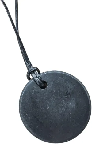 Karelian Heritage Round Shungite Pendant | Authentic Shungite Stones Amulet Jewelry Necklace | Defender Shield Protection Necklace Stone | Chakra Healing Necklace Quantum Pendant