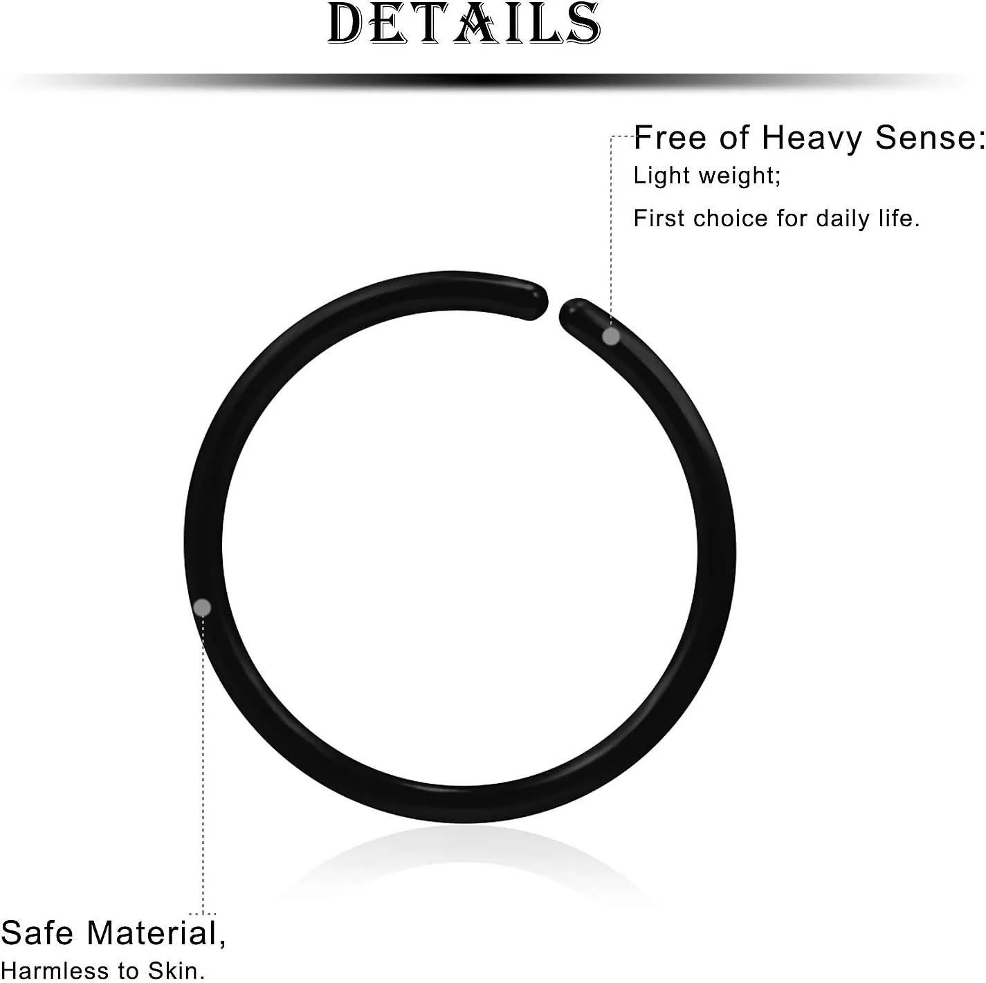 Kridzisw 22G Clear Plastic Nose Rings Hoop Piercing Retainer for Surgery Acrylic Flexible Hypoallergenic Tragus Cartilage Helix Daith Rook Earrings Hoops for Work Sport Women Men 8mm 5/16 inch