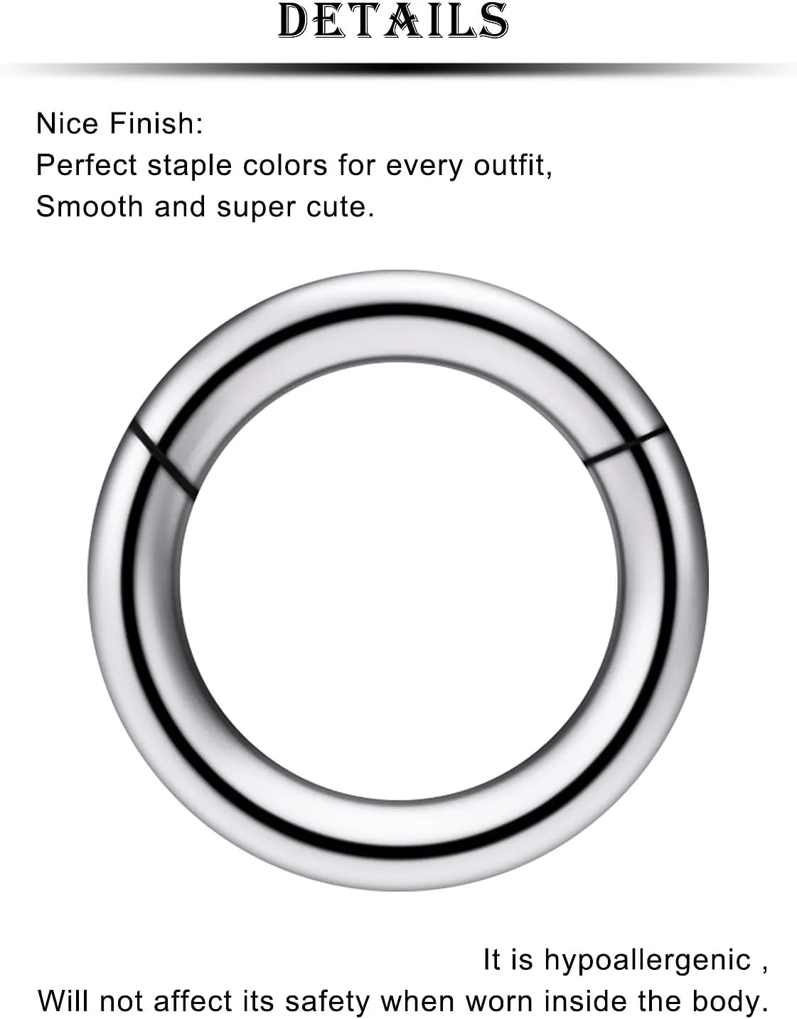 Kridzisw 8G 6G 4G 2G Titanium Hinged Septum Ring Clicker Gauges Earring Stretching kit Hypoallergenic Lobe Hoop Earrings Medical Implant Grade Large Septum Nose Ring Piercing Jewelry for Women Men