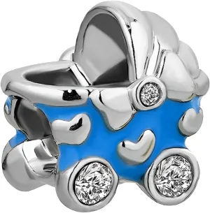 KunBead Pram Enamel Baby Carriage Bead Charms Compatible with Pandora Charm Bracelets Birthday Jewelry Gifts for Women