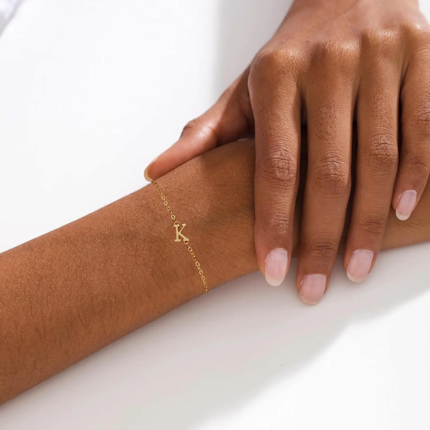Kyerlyn Initial Bracelet for Women, Alphabet A-Z Adjustable Bracelets Tiny 14K Gold Plated Charm Dainty Bracelets for Women Good Luck Meaning Fashion Everyday Jewelry Gift