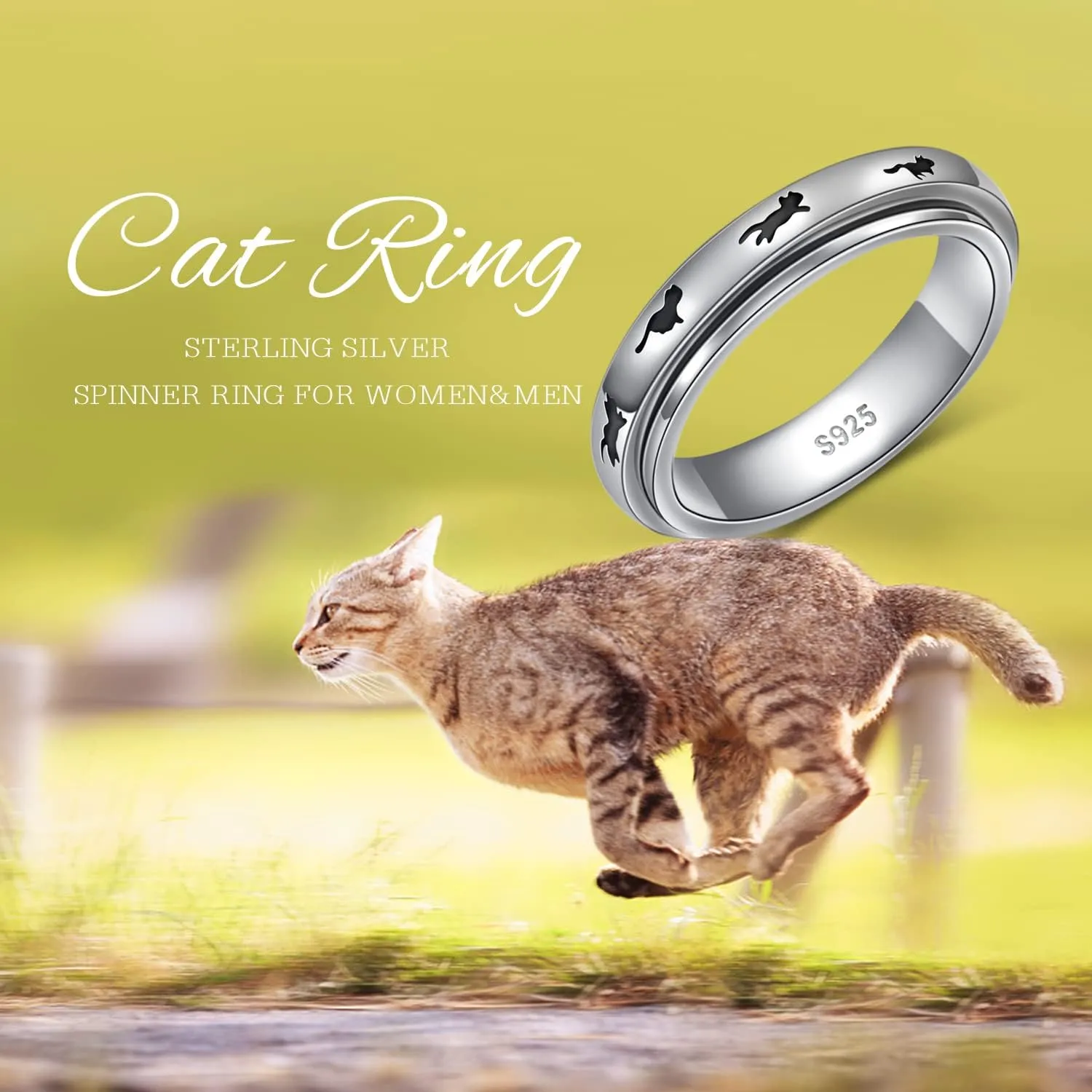 Ladytree Anxiety Relieve Rings 925 Sterling Silver Spinner Fidget Ring Worry Stress Relieving Boredom ADHD Autism Ring Platinum Plated Jewelry Birthday Gifts for Women Men