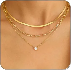 Layered Necklaces Cross Pendant 14K Gold Plated Stackable Cross Choker Necklace Jewelry Set Gifts for Women