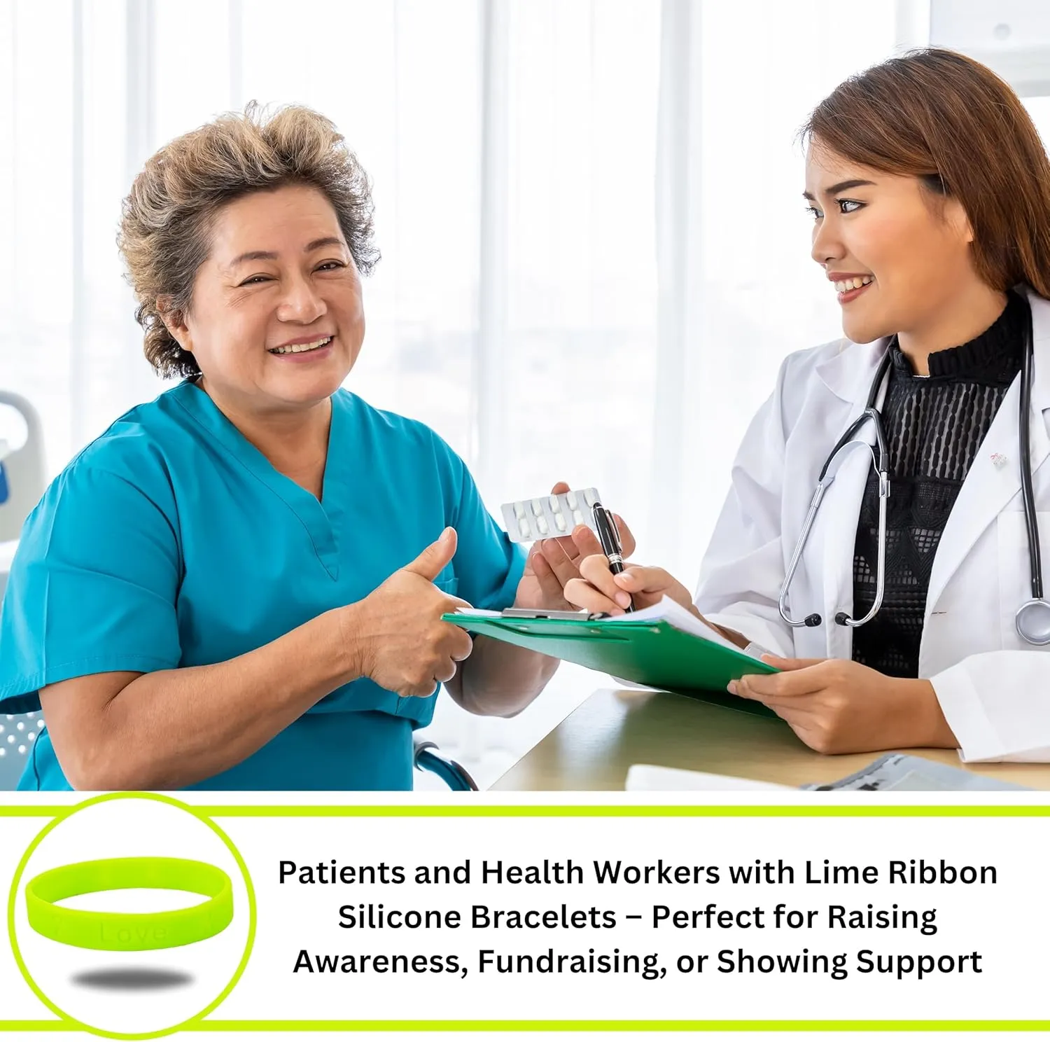 Lime Green Wholesale Pack Silicone Bracelets  Lime Green Bracelets for Non Hodgkins Lymphoma, Lyme Disease, Lymphoma, Muscular Dystrophy Awareness  Perfect for Support Groups & Fundraisers