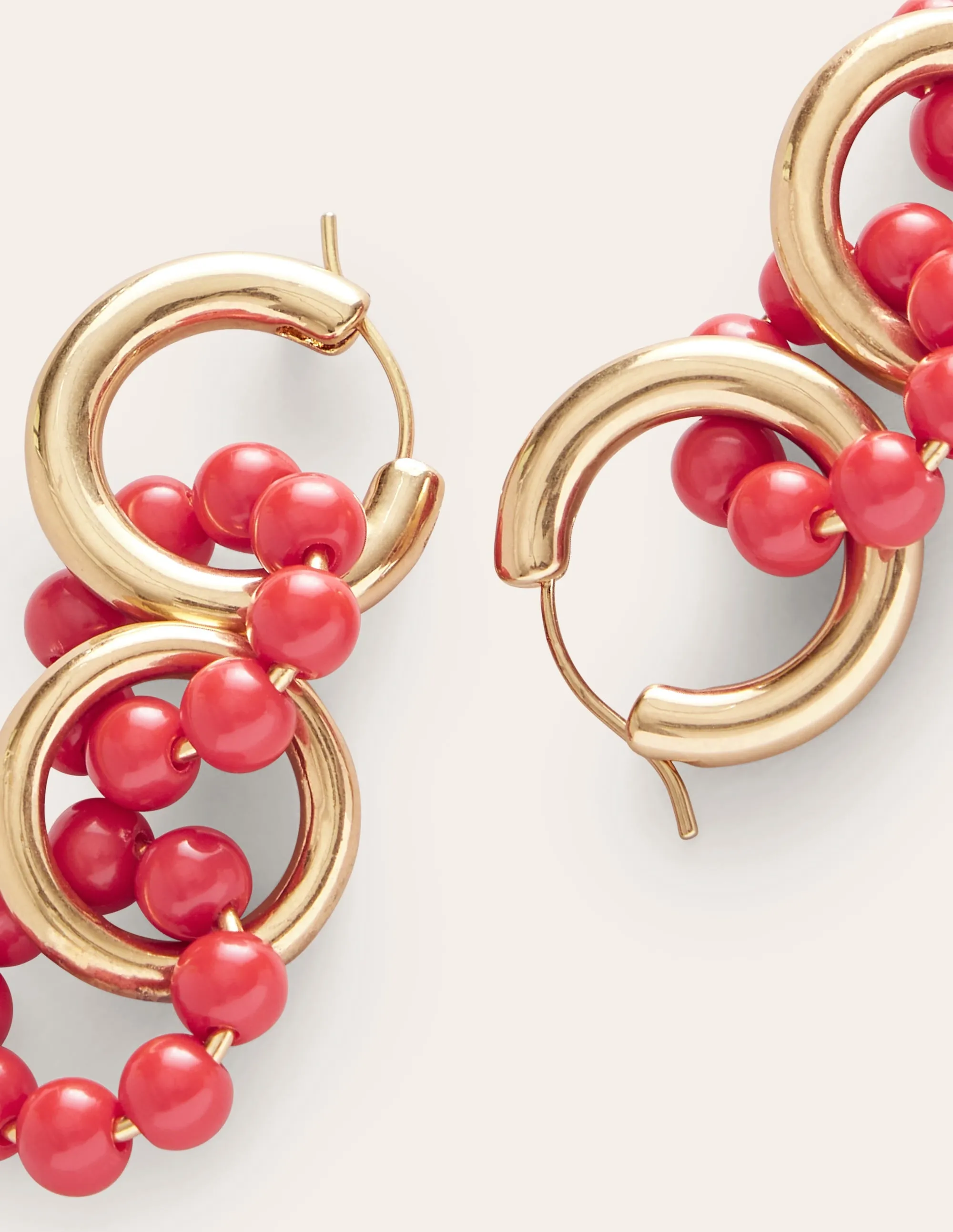 Link Bead Earrings-Coral