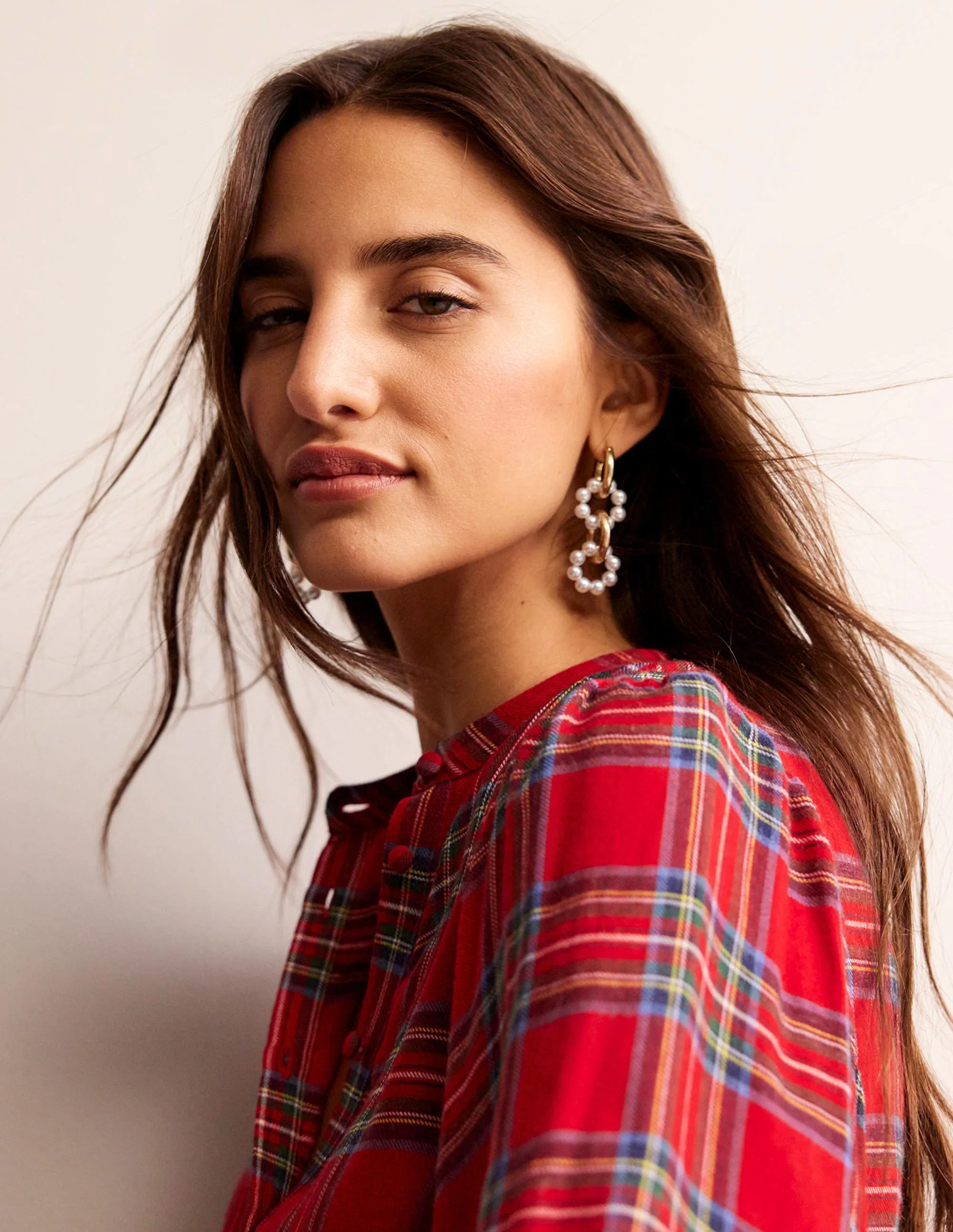 Link Bead Earrings-Pearl