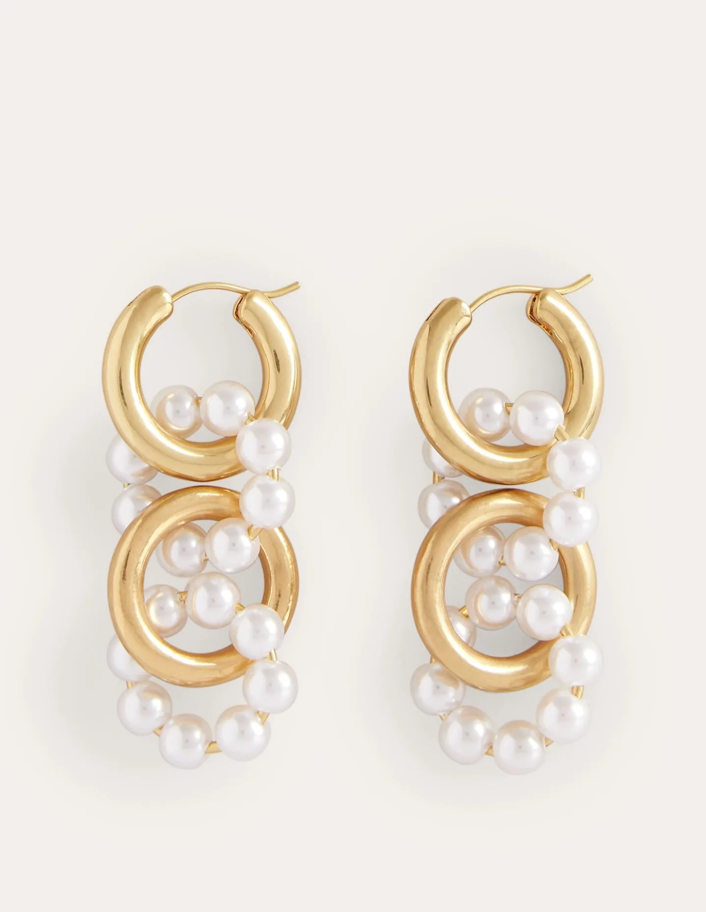 Link Bead Earrings-Pearl