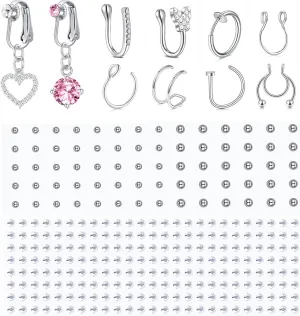 Longita Fake Piercings - Nose Ring, Eyebrow, Lip Ring, Labret Studs & More - Adhesive Face Jewelry