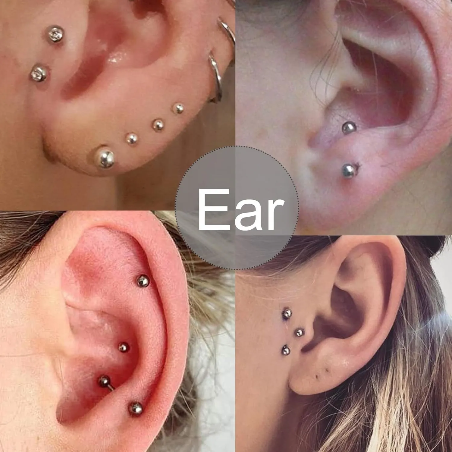 Longita Fake Piercings - Nose Ring, Eyebrow, Lip Ring, Labret Studs & More - Adhesive Face Jewelry