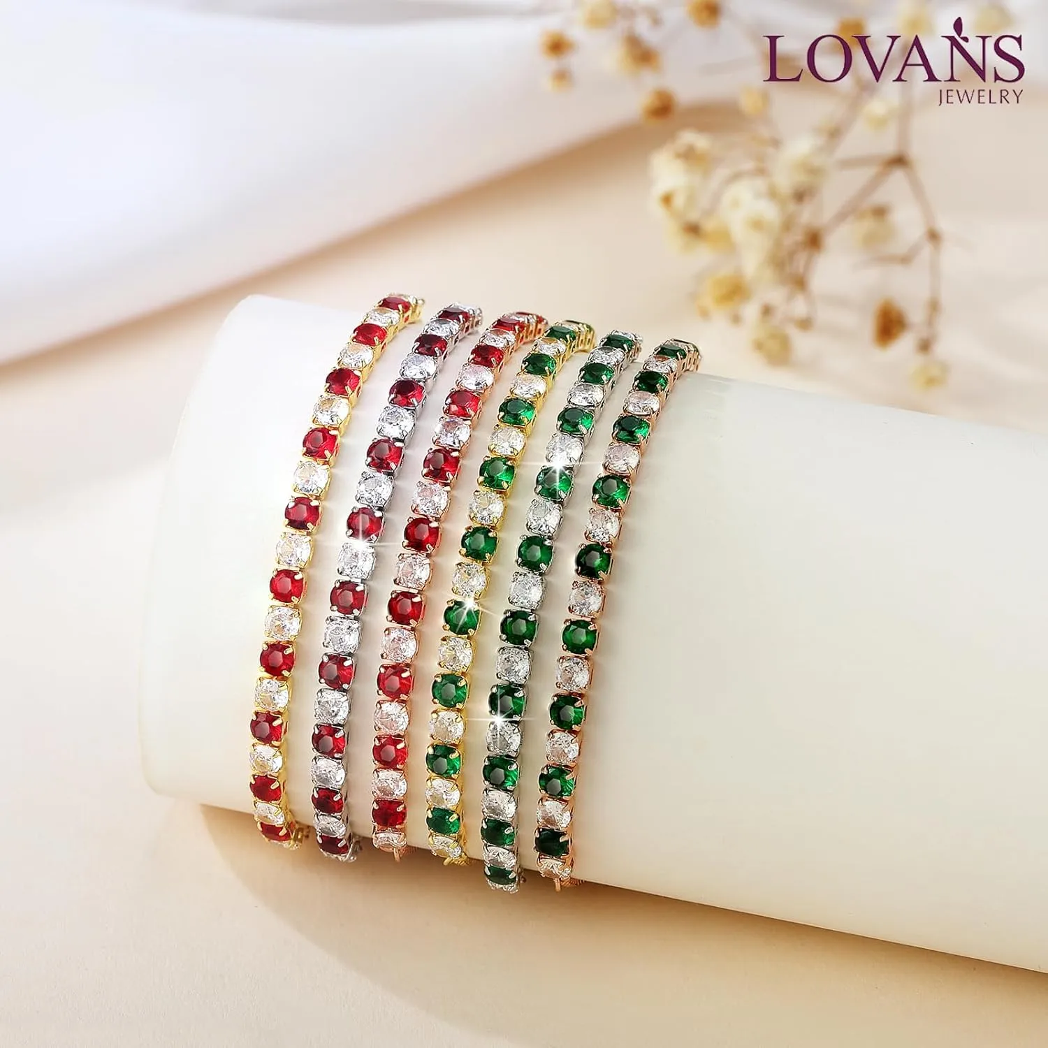 Lovans Tennis Bracelets for Women Cubic Zirconia Bracelet in Silver/Gold/Rose Gold Adjustable Bracelet in Size 3-9inch Fashion Jewelry Gifts