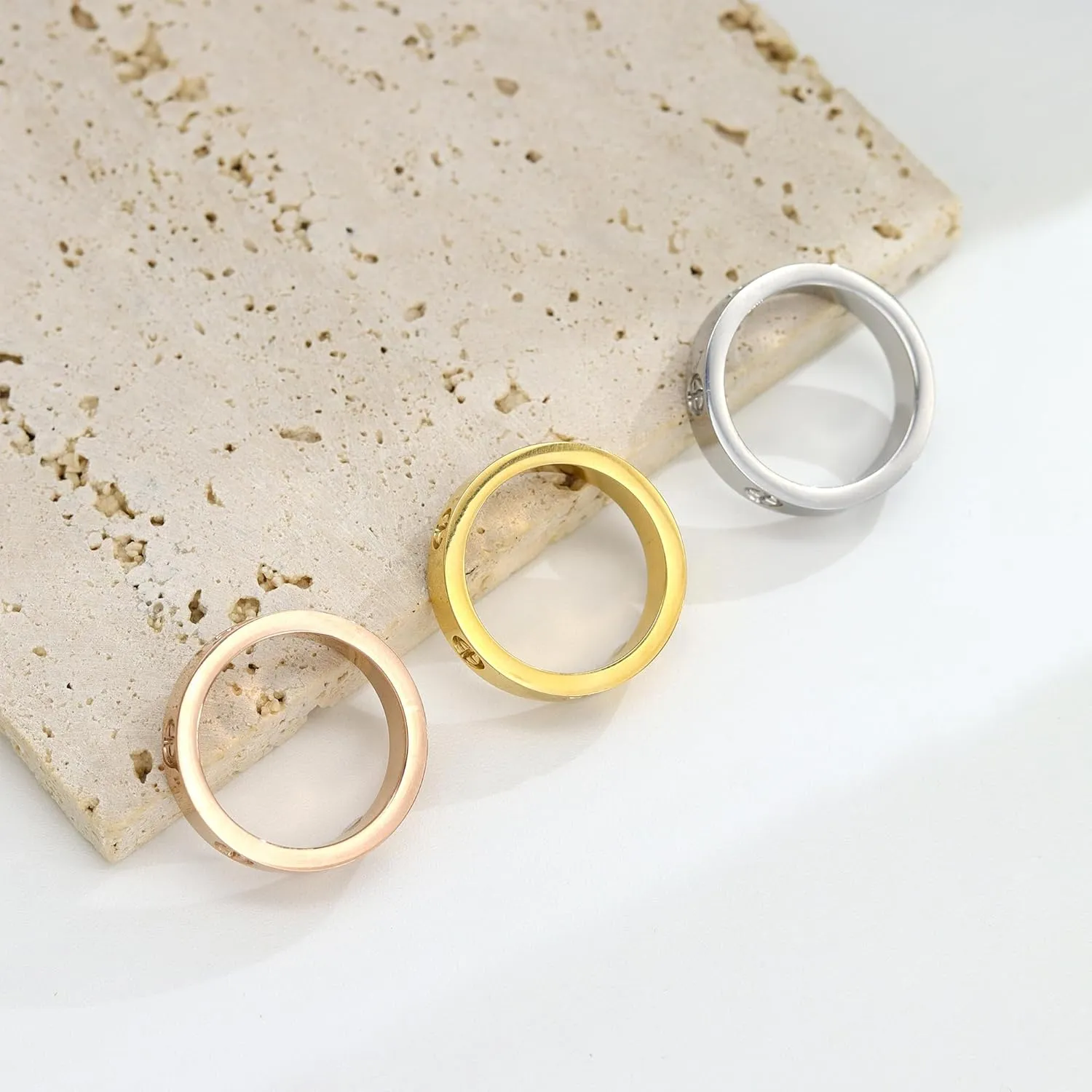 Love Rings, Stainless Steel Ring Couple Friendship Rings Cross fashion Rings Screw Design Promise Ring Wedding Mother's Day Jewelry for Women Men