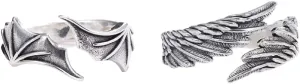 Mansheng Matching Rings for Couple Best Friends Personality Angel Devil Wing Open Adjustable Rings Promise Rings for Her Him Wing Shaped Hugging Protection Jewelry
