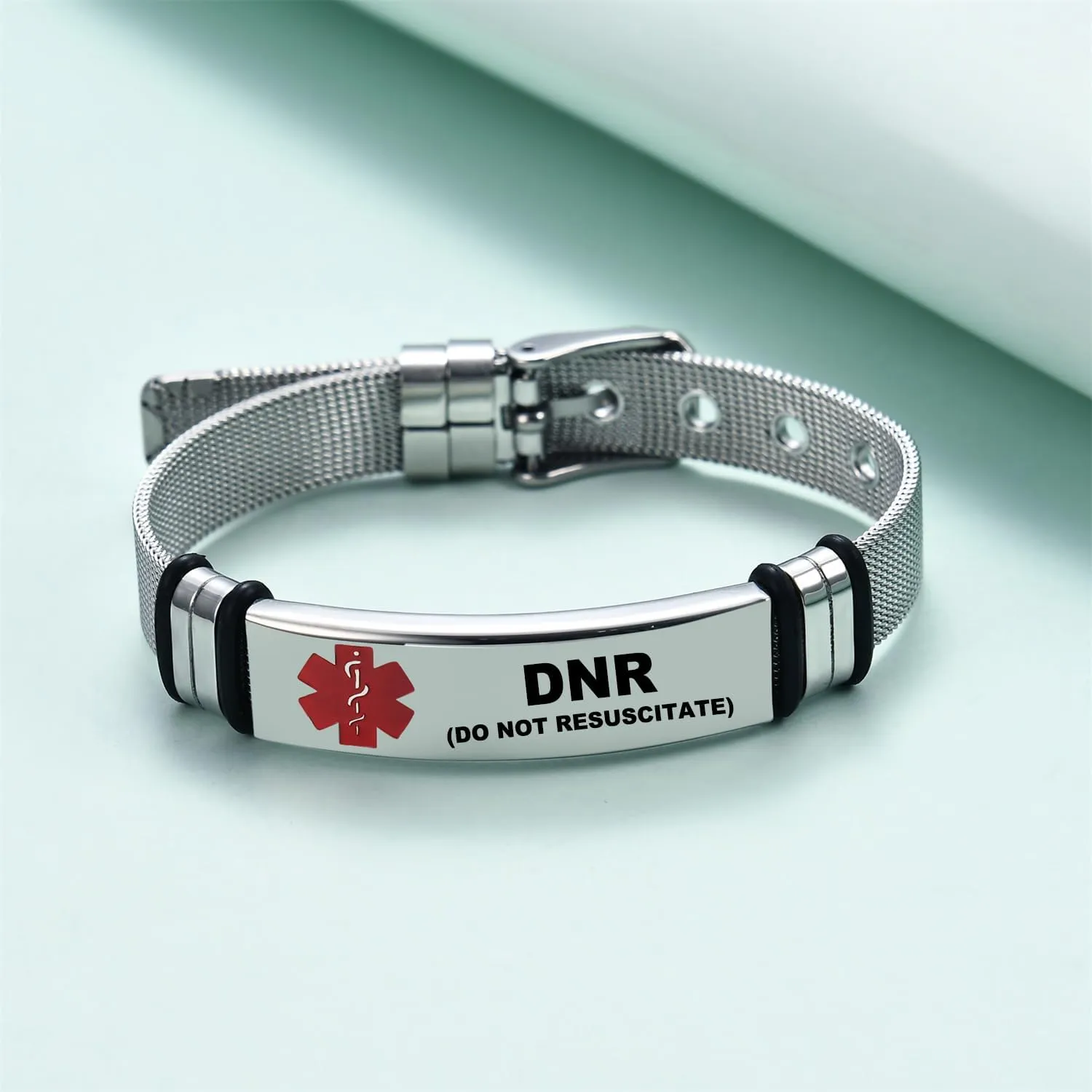 Medical Alert Bracelets for Men, Strong Durable Stainless Bracelet Medical Id Bracelets with Free Laser Engraving,Adjustable Wristband Dual-Side Engraving