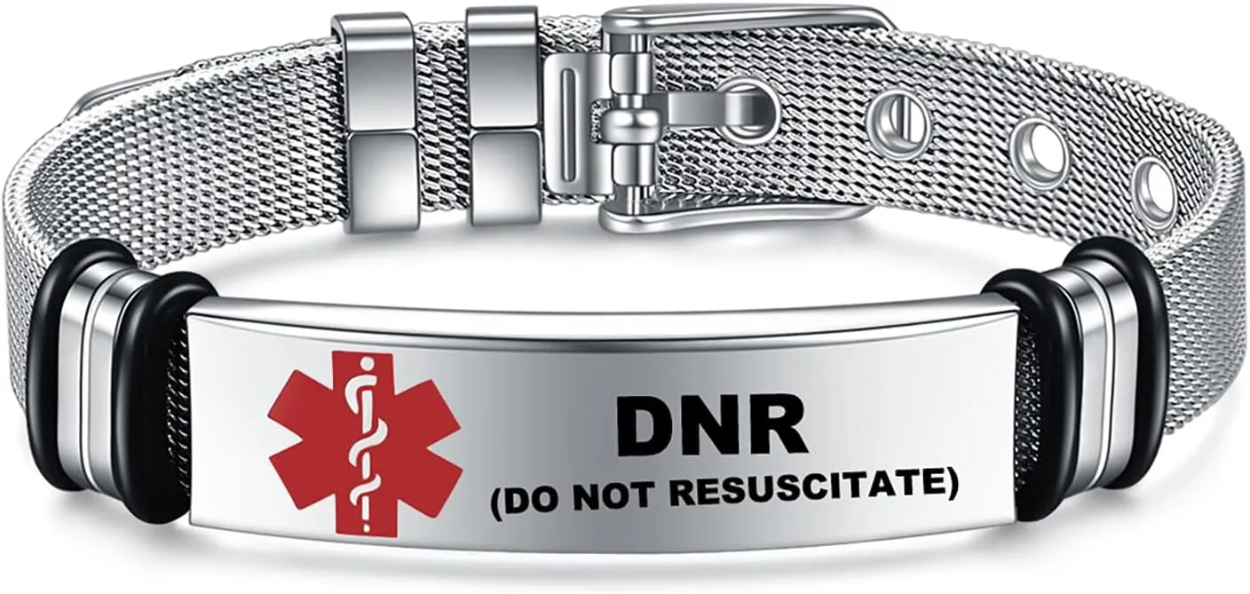 Medical Alert Bracelets for Men, Strong Durable Stainless Bracelet Medical Id Bracelets with Free Laser Engraving,Adjustable Wristband Dual-Side Engraving