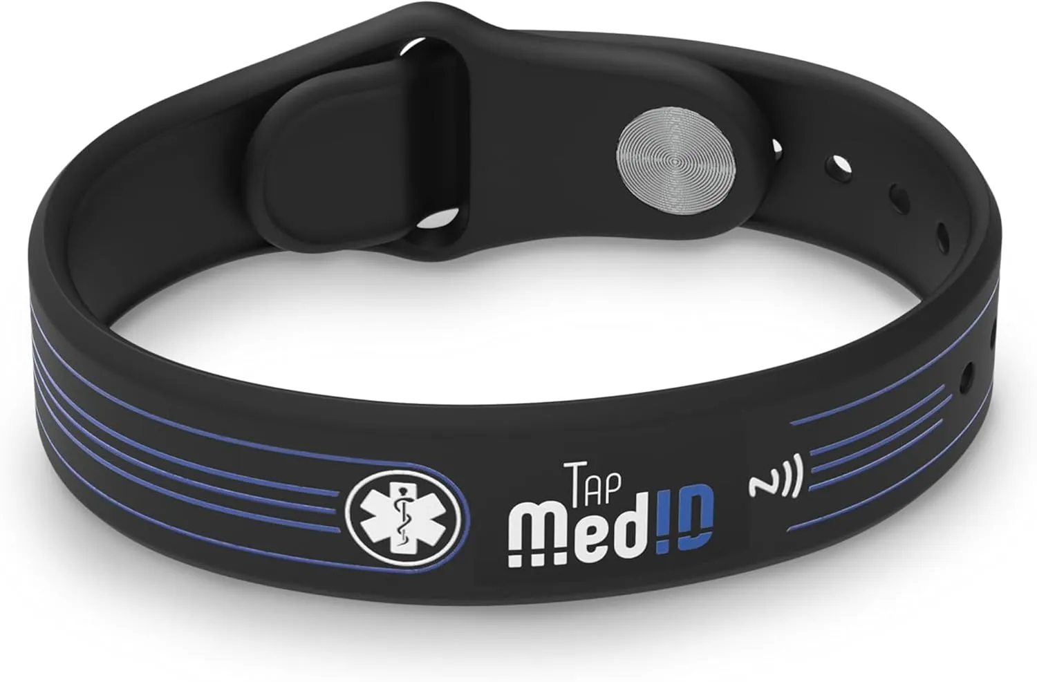Medical ID Bracelet  NFC & QR Code Emergency ID Instant Access  No Subscription, Geo Location Notifications, Online Medical Profile, Waterproof, Adjustable - Seniors, Kids - 5-9 Inches