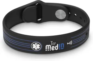 Medical ID Bracelet  NFC & QR Code Emergency ID Instant Access  No Subscription, Geo Location Notifications, Online Medical Profile, Waterproof, Adjustable - Seniors, Kids - 5-9 Inches