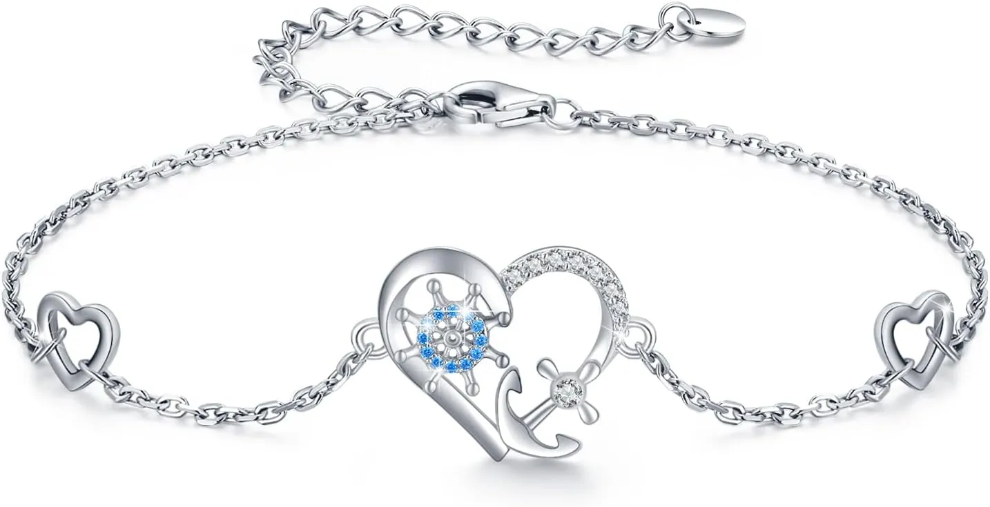 MEDWISE Anchor Anklet Bracelets 925 Sterling Silver Anchor Jewelry Nautical Adjustable Bracelets Navy Wife Jewelry Gifts for Women Daughter 2025 Graduation Gifts for Her