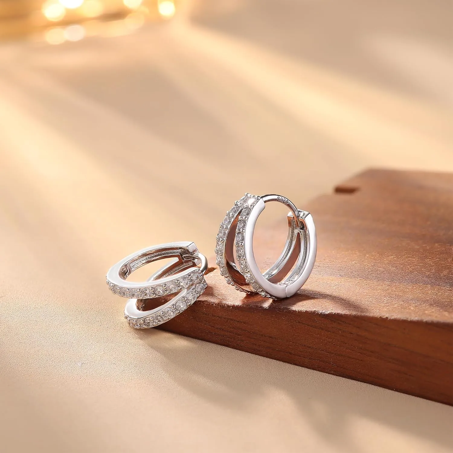 MILACOLATO Gold Hoop Earrings for Women 14K Gold Plated Small Huggie Earrings Hypoallergenic Sterling Silver Post Trendy Double Hoop Earrings for Women