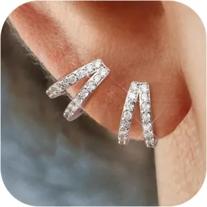 MILACOLATO Gold Hoop Earrings for Women 14K Gold Plated Small Huggie Earrings Hypoallergenic Sterling Silver Post Trendy Double Hoop Earrings for Women
