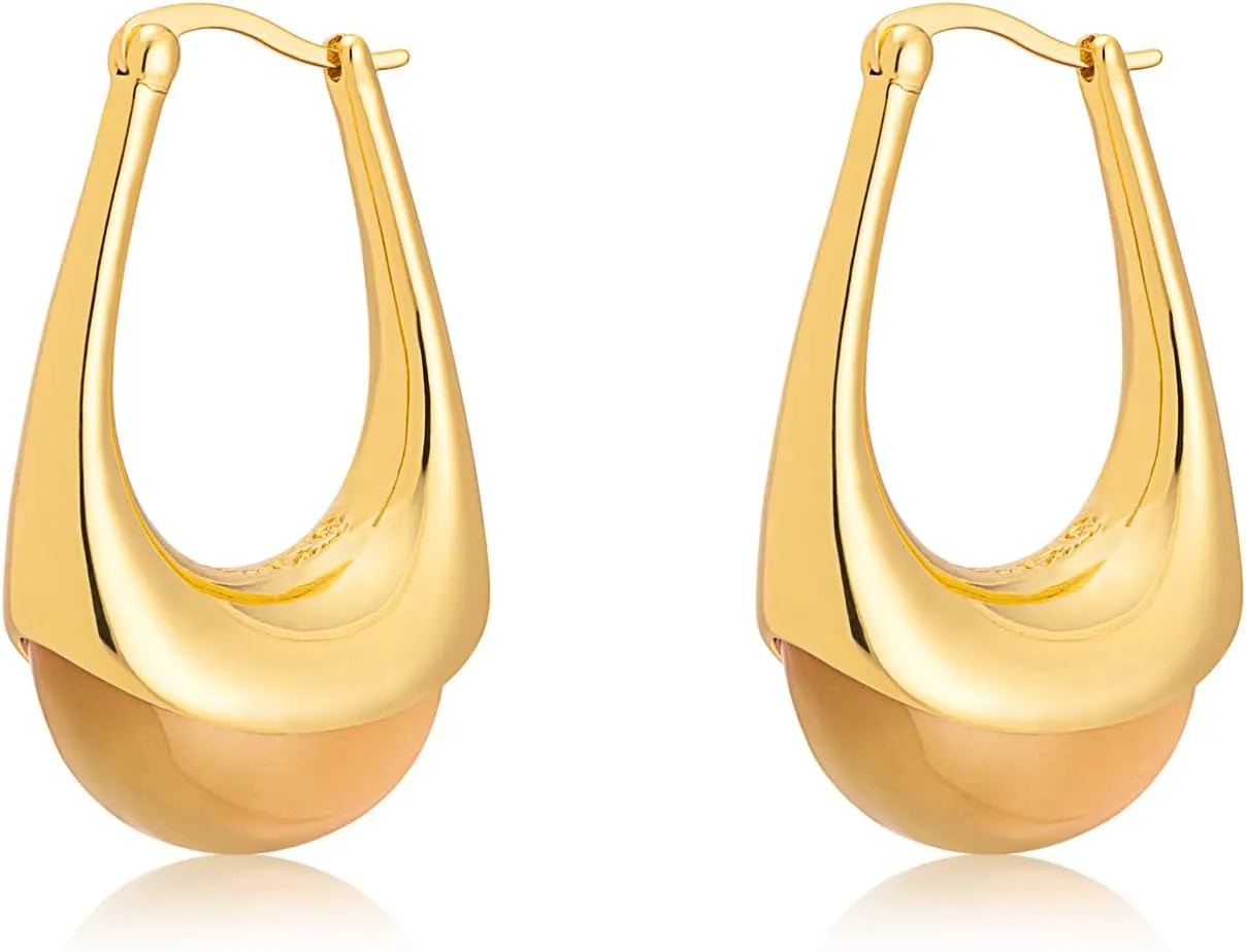 Milan Chiva 14K Gold Acrylic Rectangle Clear Earrings for Women, Plated Chunky Earrings Geometric Minimalist Statement Lightweight Huggie Dainty Hypoallergenic Hoop Earrings for Womens Jewelry