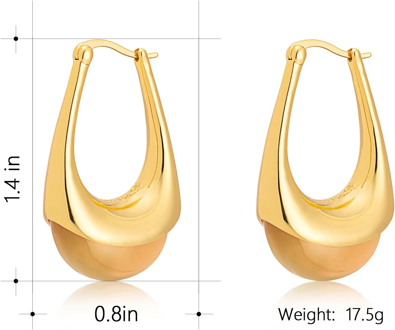 Milan Chiva 14K Gold Acrylic Rectangle Clear Earrings for Women, Plated Chunky Earrings Geometric Minimalist Statement Lightweight Huggie Dainty Hypoallergenic Hoop Earrings for Womens Jewelry