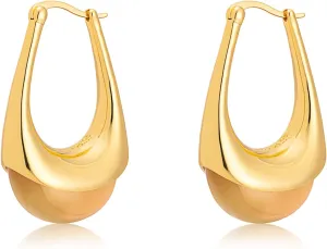 Milan Chiva 14K Gold Acrylic Rectangle Clear Earrings for Women, Plated Chunky Earrings Geometric Minimalist Statement Lightweight Huggie Dainty Hypoallergenic Hoop Earrings for Womens Jewelry