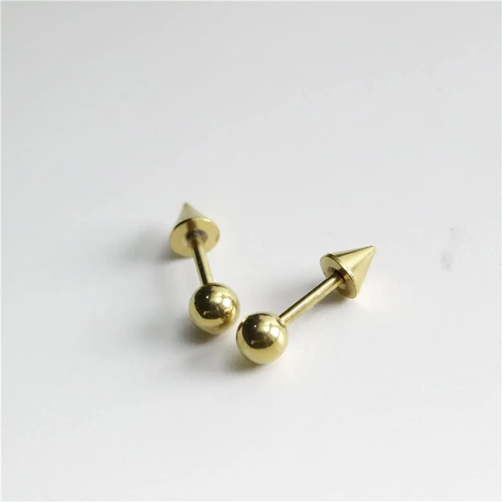 Minimalist Spike Stud Earrings for Women Men Stainless Steel Cool Tiny Cartilage Helix Tragus 16g Screw Back Piercing Studs Hypoallergenic Sensitive Ears Birthday Jewelry Gifts Bff