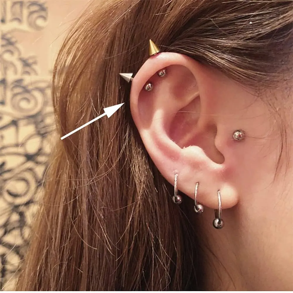 Minimalist Spike Stud Earrings for Women Men Stainless Steel Cool Tiny Cartilage Helix Tragus 16g Screw Back Piercing Studs Hypoallergenic Sensitive Ears Birthday Jewelry Gifts Bff