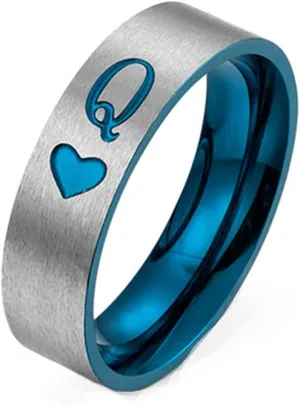 MINTIK Matching Rings for Couples Queen Heart Bands for Men Women, His and Hers Wedding Band Anniversary Engagement Promise Rings, Size 6