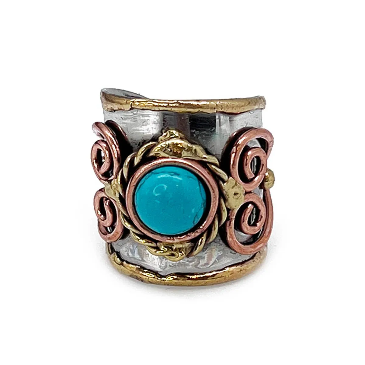 Mixed Metal Cuff Rings with Single Stone
