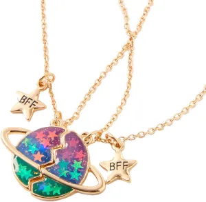 MJartoria BFF Necklace for 2 - Matching Heart Pendant Best Friends Forever Friendship Necklace Cute Best Friend Necklace