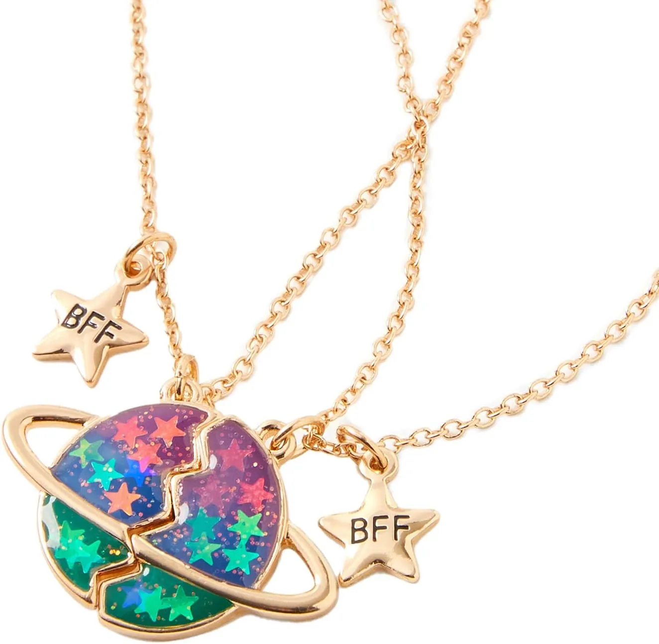 MJartoria BFF Necklace for 2 - Matching Heart Pendant Best Friends Forever Friendship Necklace Cute Best Friend Necklace