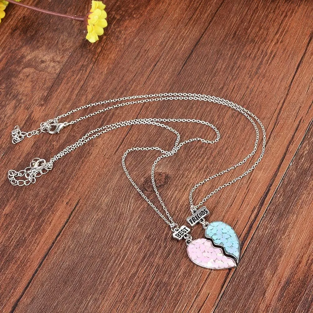MJartoria BFF Necklace for 2 - Matching Heart Pendant Best Friends Forever Friendship Necklace Cute Gifts for Best Friend Necklace
