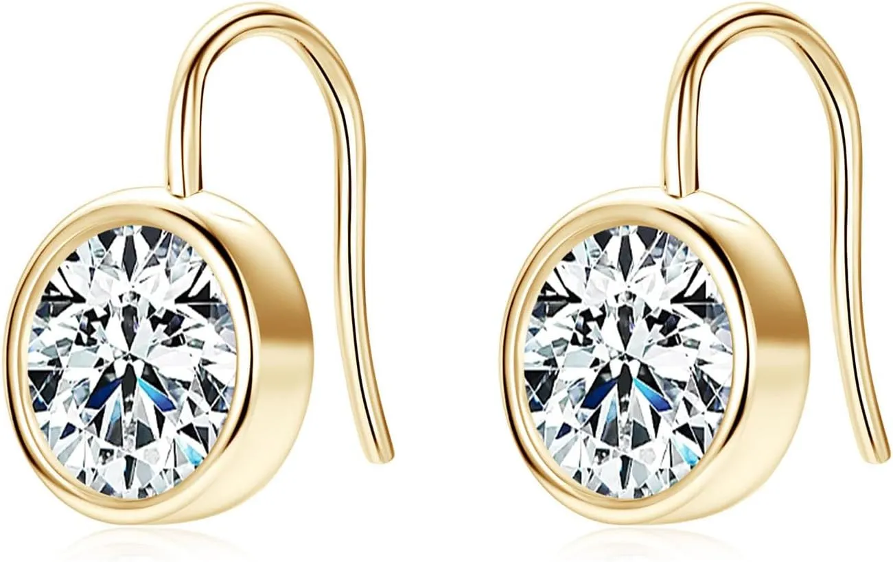 Moissanite Earrings for Women, 3 Stone/Solitaire Lab Imitation Diamond Open Hoop Earrings, 18K White Gold Plated D Color Round Cut 925 Sterling Silver Earrings, GRA Certified, Jewelry Box Packed