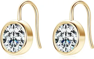 Moissanite Earrings for Women, 3 Stone/Solitaire Lab Imitation Diamond Open Hoop Earrings, 18K White Gold Plated D Color Round Cut 925 Sterling Silver Earrings, GRA Certified, Jewelry Box Packed