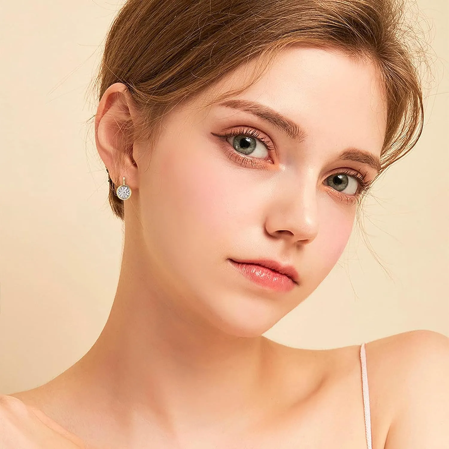 Moissanite Earrings for Women, 3 Stone/Solitaire Lab Imitation Diamond Open Hoop Earrings, 18K White Gold Plated D Color Round Cut 925 Sterling Silver Earrings, GRA Certified, Jewelry Box Packed
