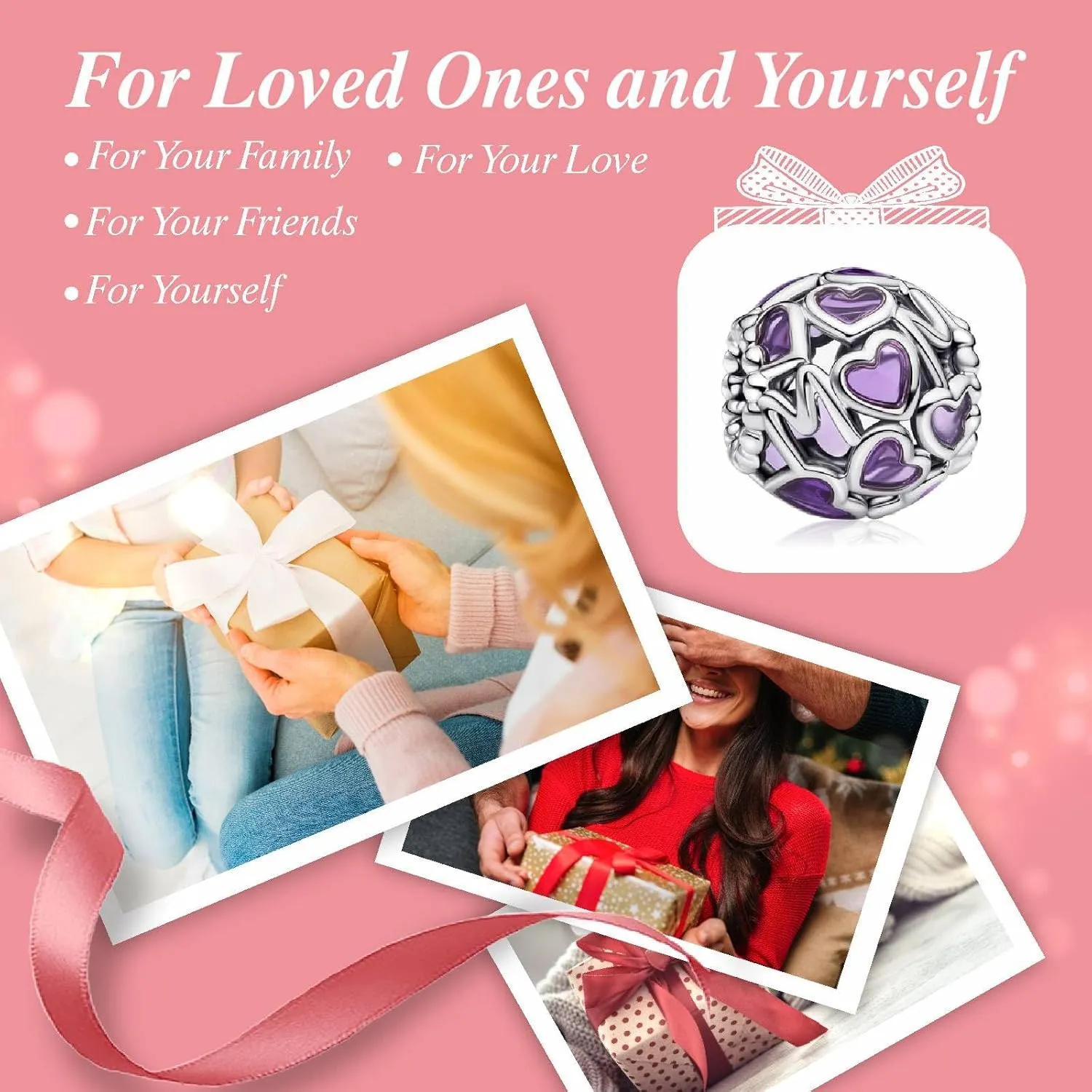 Mom Heart Family Charms Bead for Bracelets and Necklaces 925 Sterling Silver For Women Jewelry Present