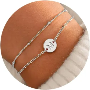 MONOZO Gold Bracelets for Women Jewelry Gifts - Dainty 18K Real Gold Plated Disc Monogram Letter A-Z Initial Bracelets for Women Trendy Personalized Letter Bracelet Jewelry Gifts for Her