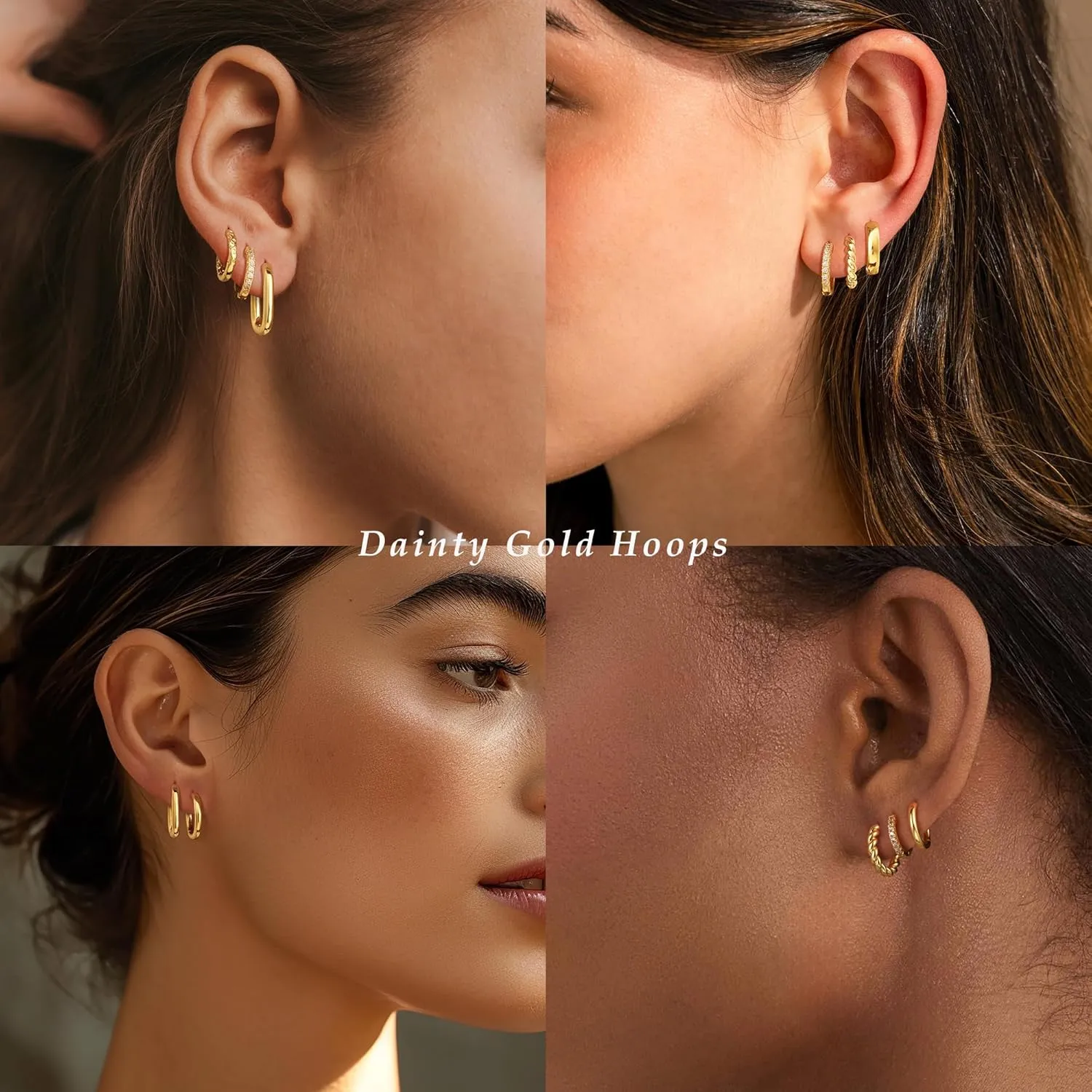 Moodear 6 Pairs Gold Hoop Earrings Set for Women 14K Gold Plated Hypoallergenic Thick Huggie Hoop Earrings Trendy Small Chunky Earrings Jewelry Gifts