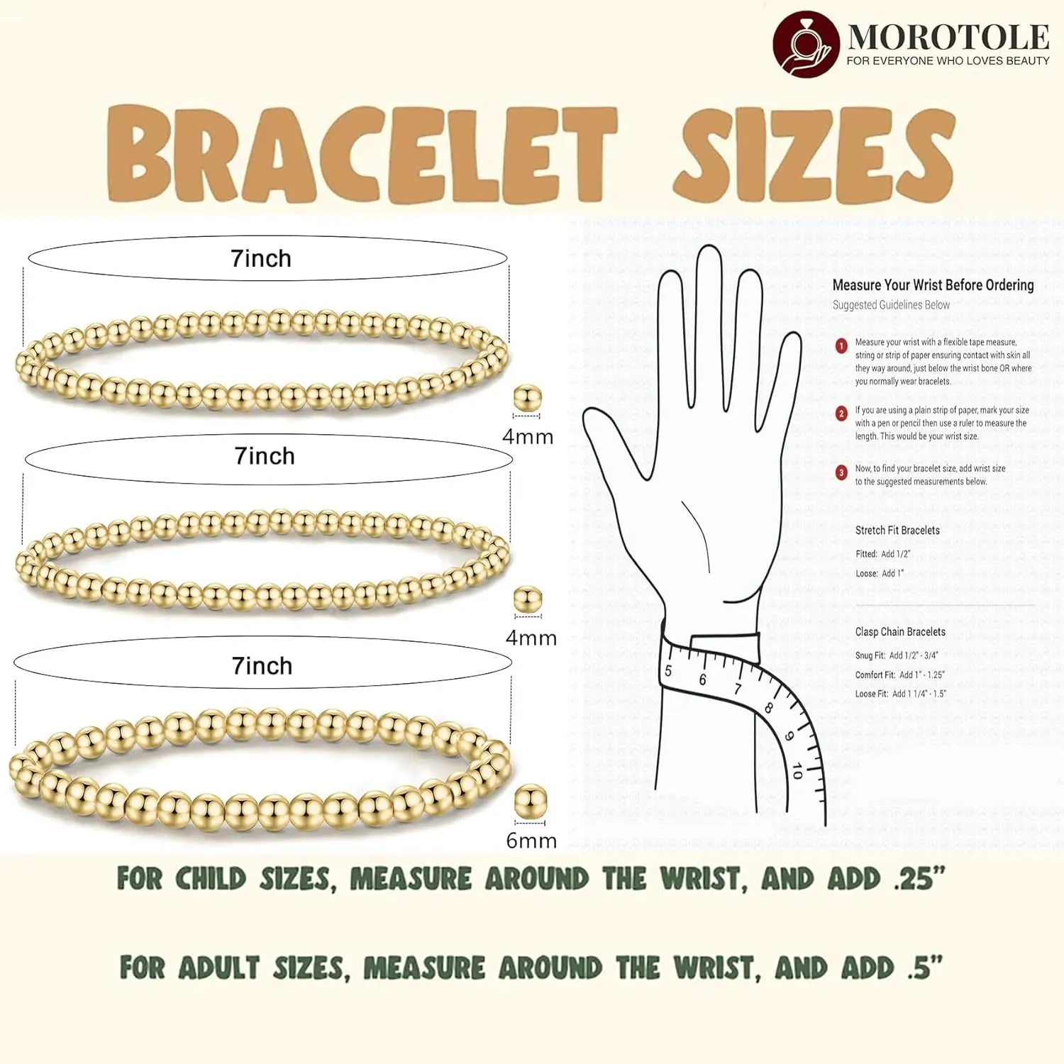 MOROTOLE 5PCS 14K Gold Plated Bracelets Set for Women Men Adjustable Hypoallergenic Stackable Stretch Bracelet Cuban Chunky Flat Link Chain Beaded Punk Gold Bracelets Jewelry Gifts for Women
