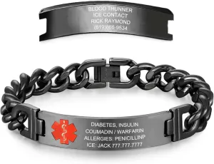 MOTICIUS Medical Alert Bracelets for Men Women Custom Medical ID Bracelet with Free Engraving Emergency Medical Alert Bracelets Wristband